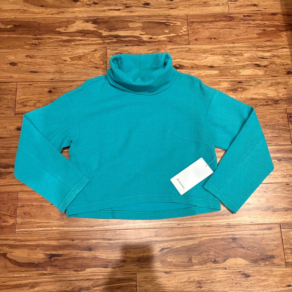 NWT lululemon ribbed funnel neck pullover size small teal color brand new - Picture 7 of 7